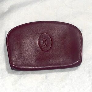 AUTHENTIC Cartier Must de Cartier Red Leather Coin Purse Bordeaux Red